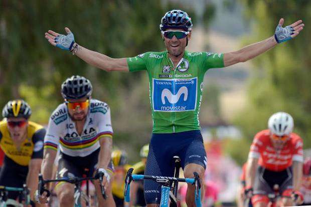 Alejandro Valverde vincitore tappa 8 della Vuelta (foto cyclingnews)