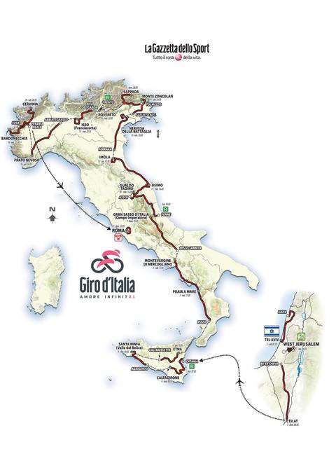 Cartina Giro d'Italia 2018