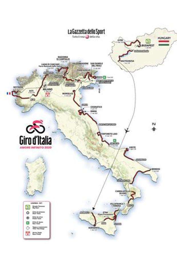 Cartina Giro d'Italia 2020