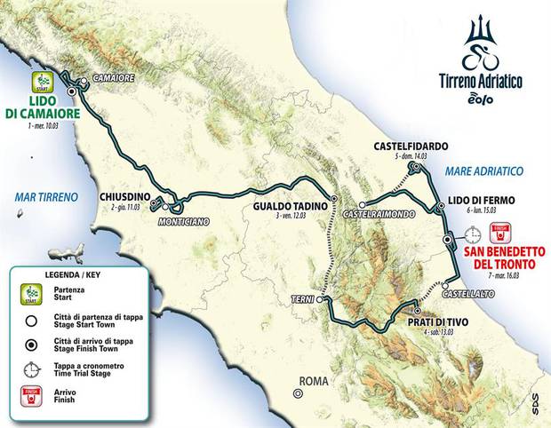 Cartina Tirreno Adriatico