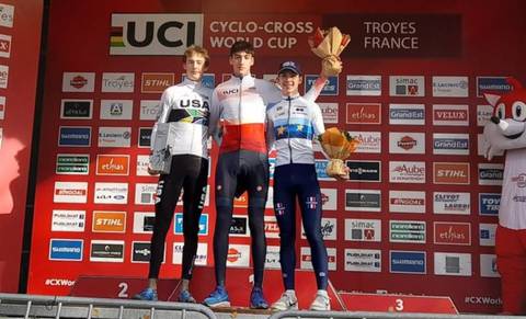 Coppa del Mondo juniores di ciclocross podio maschile (foto Federciclismo)