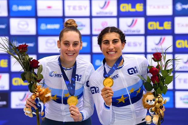 Elisa Balsamo e Vittoria  Guazzini Campionesse Europee del Madison (foto Bettini Federciclismo) (2)