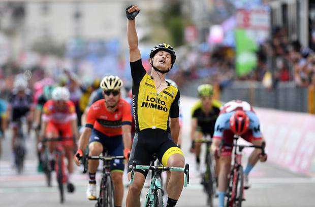 Enrico Battaglin vincitore della tappa 5 Caltagirone Santa Ninfa del Giro d'Italia (foto cyclingnews)