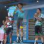 Fabio Aru Campione Italiano di Ciclismo su Ulissi e Nocentini con la maglia di Michele Scarponi