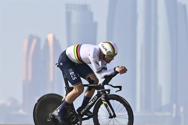 Filippo Ganna vincitore della crono del UAE Tour (fonte federciclismo)
