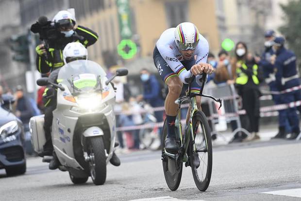 Filippo Ganna vincitore della cronometro di Milano (foto federciclismo)