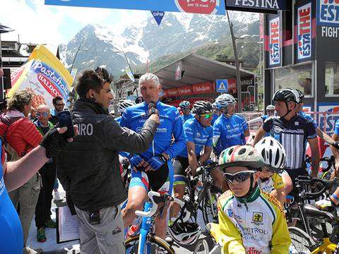 Francesco Moser a Cervinia durante l'ultimo Giro d'Italia