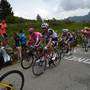 Froome in maglia Rosa al passaggio del Col Tzecore tappa Susa Cervinia