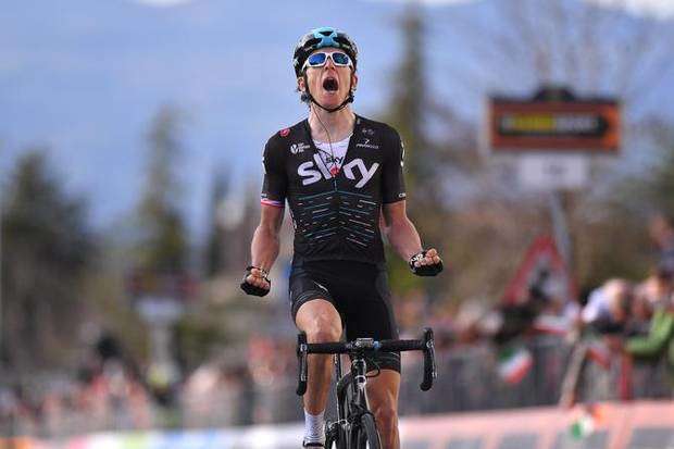 Geraint Thomas vincitore della seconda tappa (foto cyclingnews)