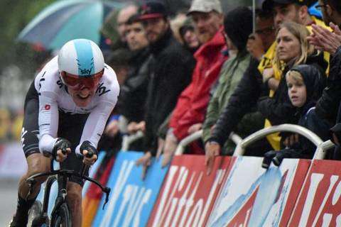 Geraint Thomas vincitore tappa 1 a cronometro del Tour de France (foto cyclingnews)