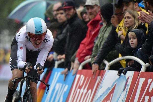 Geraint Thomas vincitore tappa 1 a cronometro del Tour de France (foto cyclingnews)