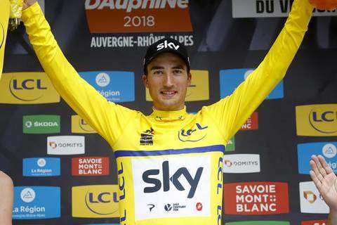 Gianni Moscon maglia gialla al Giro del Delfinato (foto bettini cyclingnews)