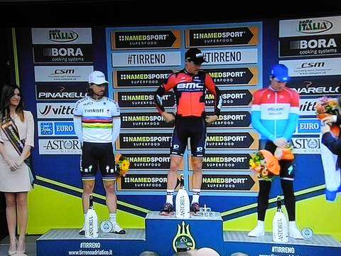Il podio finale della Tirreno Adriatico 2016