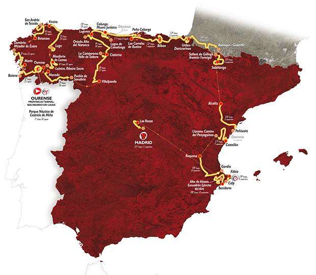 Il percorso della Vuelta Spagna 2016