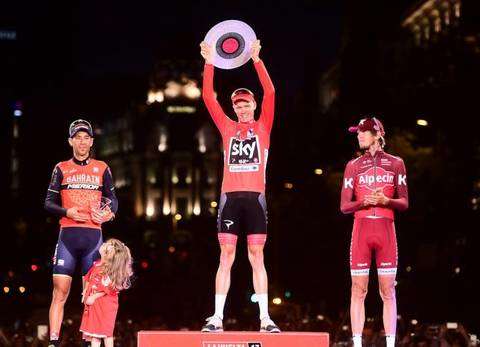 Il podio della Vuelta Spagna 2017 (foto cyclingnews)