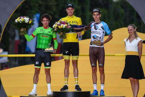 Il podio finale di Parigi del Tour de France (foto Cyclingnews)
