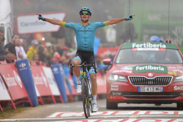 Jakob Fuglsang vincitore tappa 16 alla Vuelta Spagna (foto cyclingnews)
