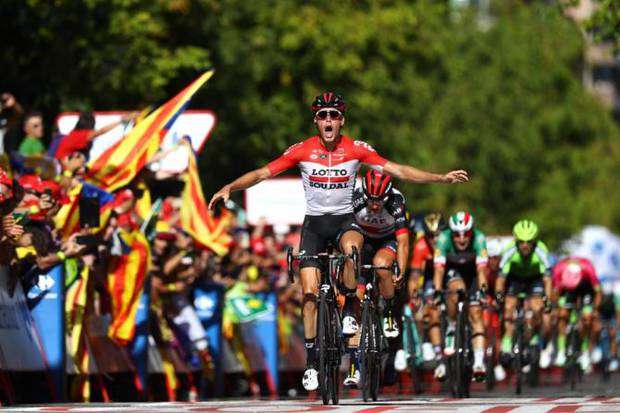 Jelle Wallays  vincitore tappa 18 alla Vuelta (foto cyclingnews)