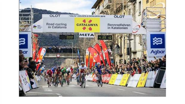 L'arrivo della seconda tappa del Giro di Catalogna (foto federciclismo)
