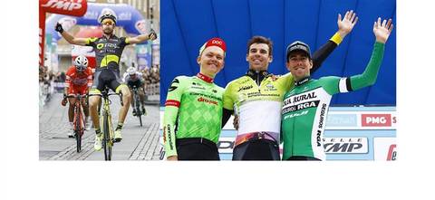 L'arrivo e il podio della Settimana Internazionale Coppi e Bartali (foto federciclismo)