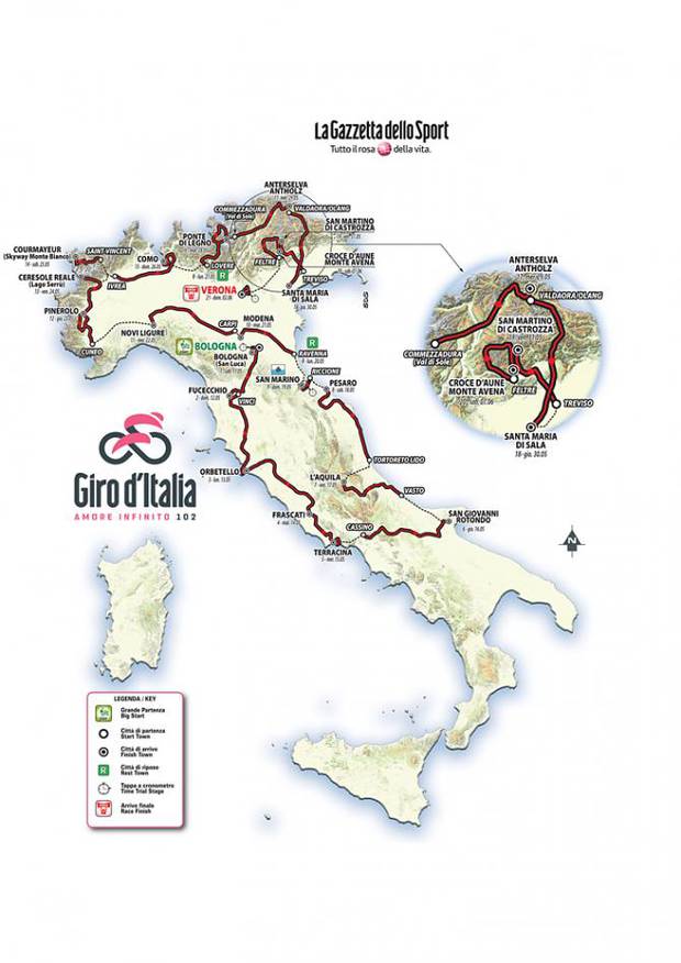 Le tappe del Giro d'Italia 2019