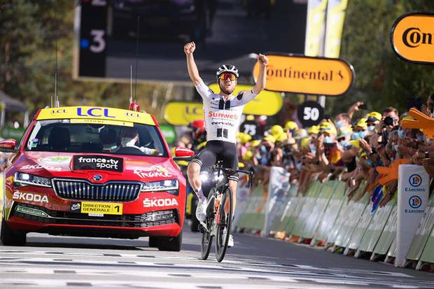 Lo svizzero Marc Hirschi vince a Sarran nel Tour de France (foto federciclismo)