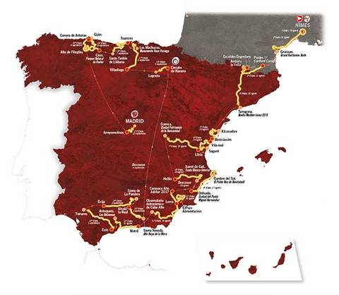 Mappa della Vuelta Spagna