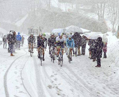 Neve sulla tappa del Terminillo della Tirreno Adriatico 2015