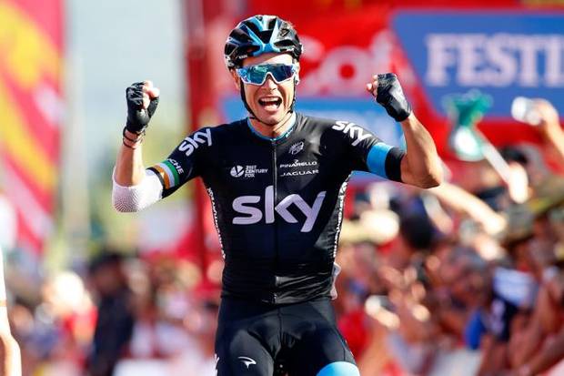 Nicola Roche festeggia la vittoria di tappa alla Vuelta (foto bettini cyclingnews)