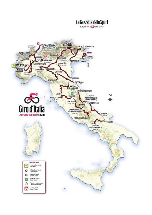 Percorso Giro d'Italia 2021