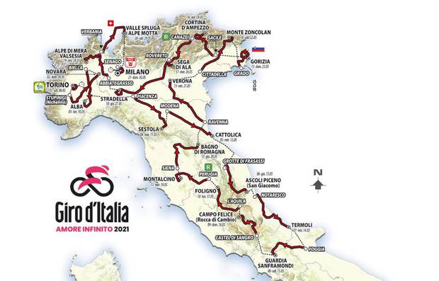 Percorso Giro d'Italia 2021 (foto organizzazione)