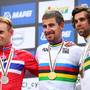 Peter Sagan e il podio deli Mondiali di ciclsimo di Bergen (foto cyclingnews)