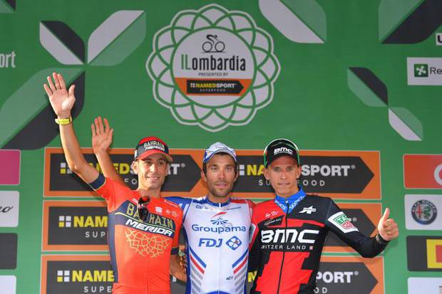 Podio Lombardia 2018 (foto cyclingnews)