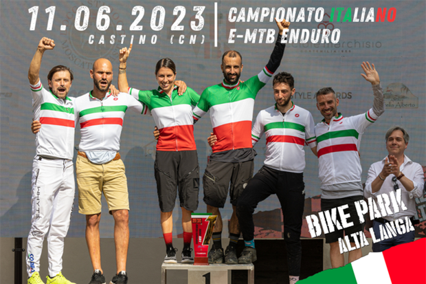 Podio dei Campioni Italiani Elite e MTB enduro 2023 (foto Pierguidi)