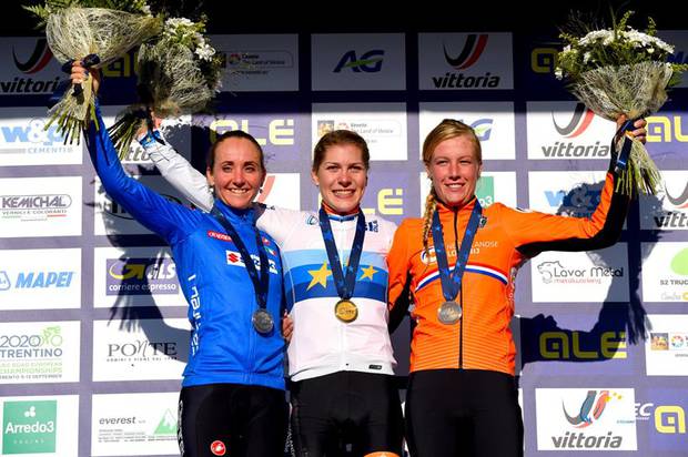 Podio femminile Campionato Europeo Ciclocross Silvelle (foto federciclismo) (1)