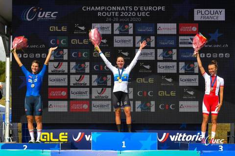 Podio femminile Campionato Europeo di Ciclismo  (foto federciclismo)