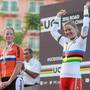 Podio femminile con la gioia della Dideriksen e la delusione della Wild (foto cyclingnews)