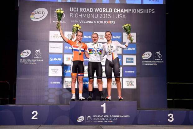 Podio femminile mondiali a cronometro (foto cyclingnews)