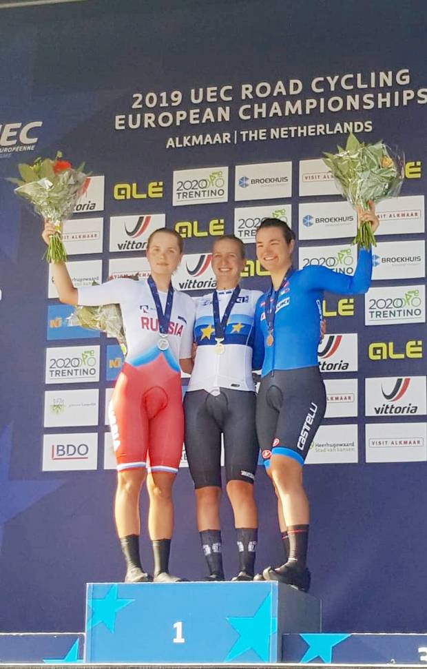 Podio femminile under23 Campionati Europei di ciclismo (foto federciclismo)