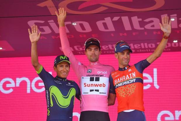 Podio finale del Giro d'Italia 100 (foto cyclingnews)