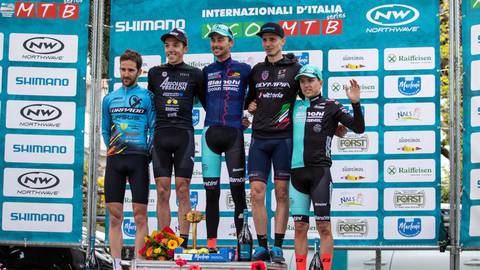 Podio maschile Internazionali d’Italia Series a  Nalles (foto federciclismo)