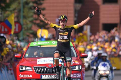 Primoz Roglic vincitore tappa 17 Tour de France (foto cyclingnews)