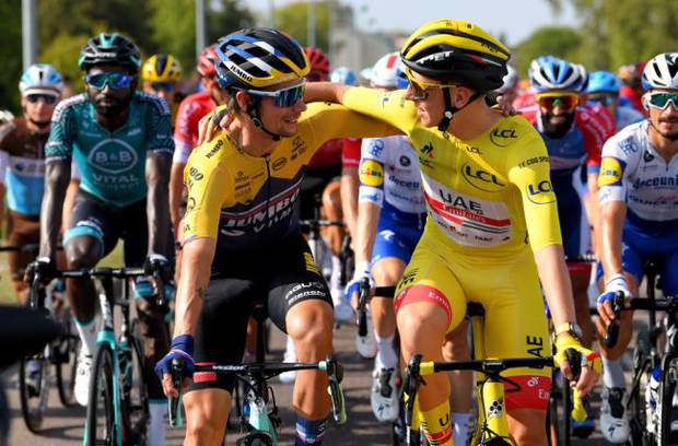 Tadej Pogacar e Primoz Roglic gli sloveni dominatori del Tour de France (foto cyclingnews)