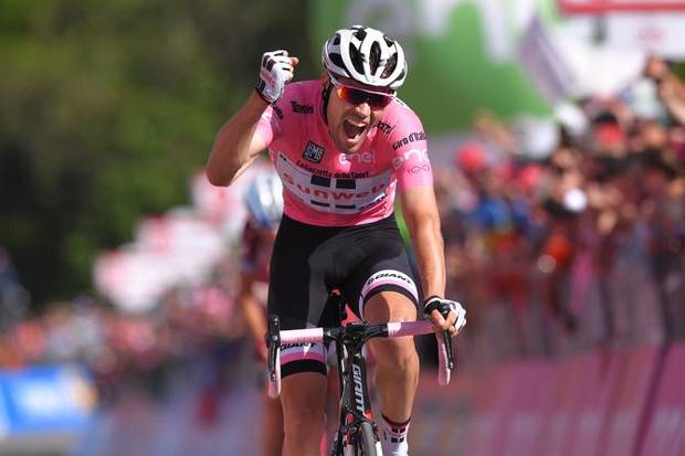 Tom Dumoulin vincitore a Oropa (foto cyclingnews)