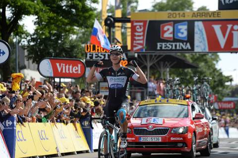 Tour de France 2014  Tappa 9 Gerardmer-Mulhouse: l'arrivo del vincitore Tony Martin (foto ASOX.Bourgois)