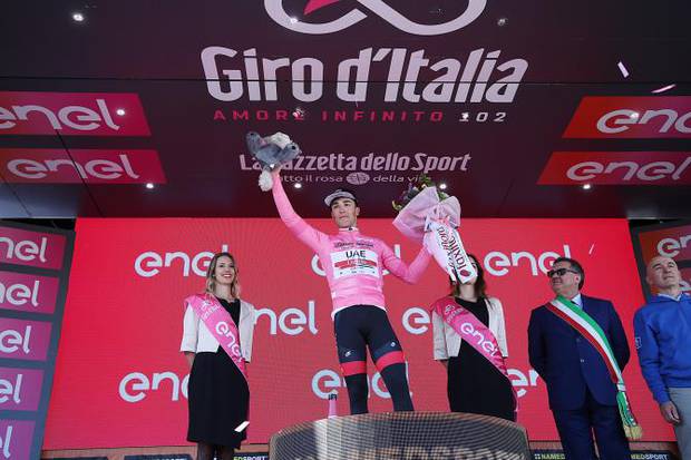 Valerio Conti nuova Maglia Rosa del Giro d'Italia (foto bettini cyclingnews)
