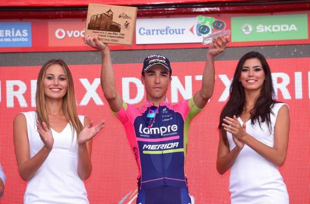 Valerio Conti vincitore della tappa 13 della Vuelta Spagna (foto cyclingnews)