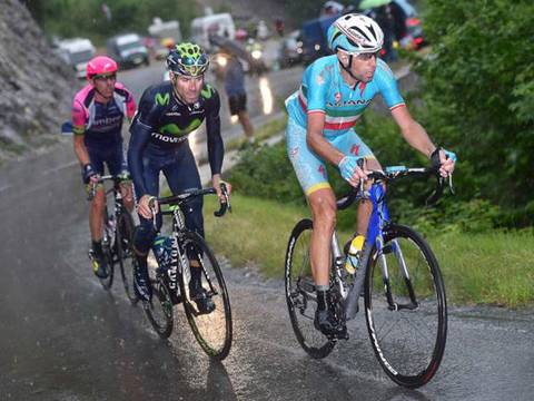 Vincenzo Nibali conduce su Valverde e Rui Costa nella tappa di Villard-de-Lans (foto cyclingnews)